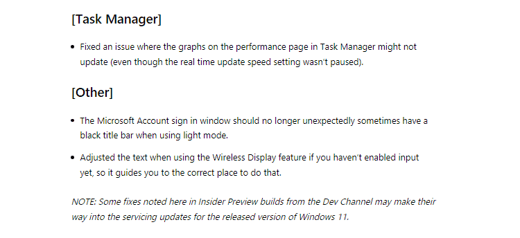 Windows 11 Insider Dev Channel Preview Build 25262 fixes