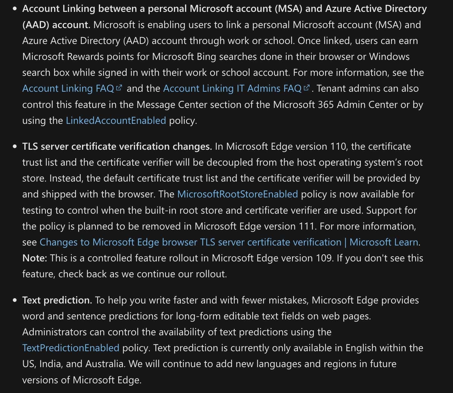 Microsoft lanza Edge 109 Stable con nueva función de predicción de texto y más