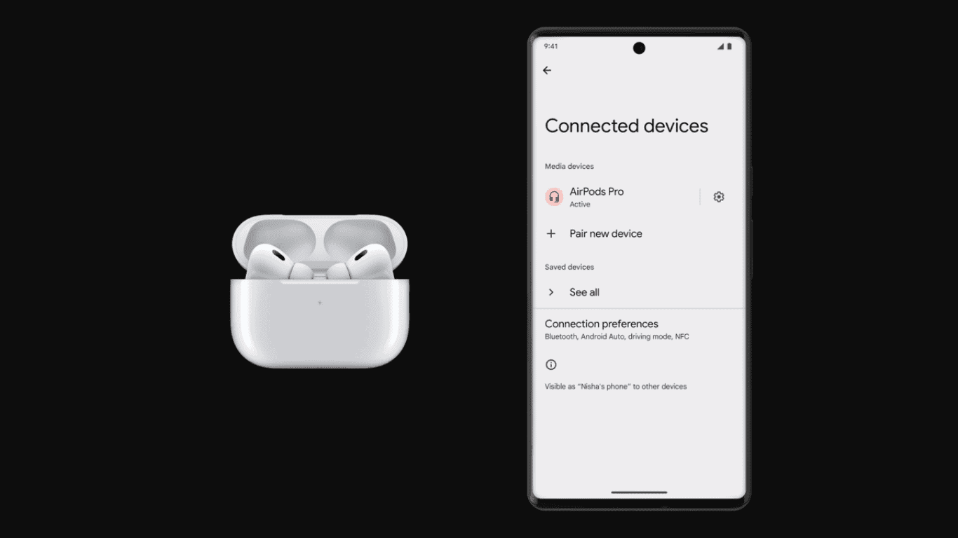 AirPods connected to an Android phone