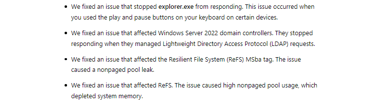 Windows 11 Build 22000.1515 fixes