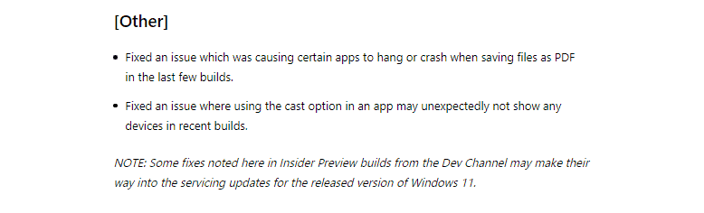 Windows 11 Insider Preview Build 25284 fixes