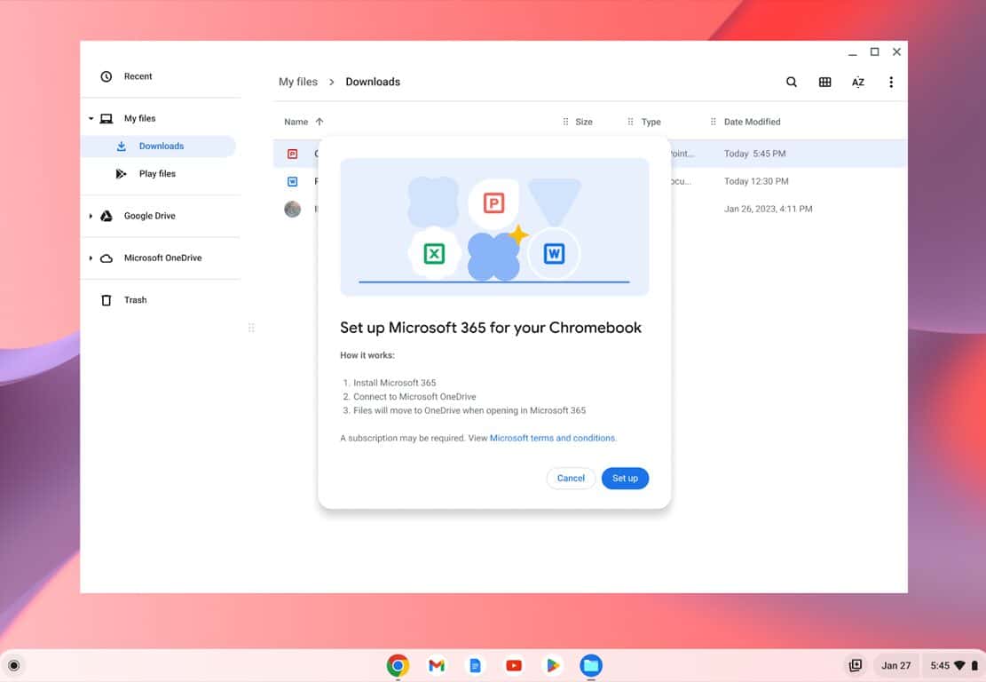 Microsoft 365 on Chromebook