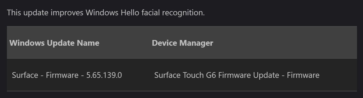 Microsoft Surface Laptop Studio firmware-update changelog