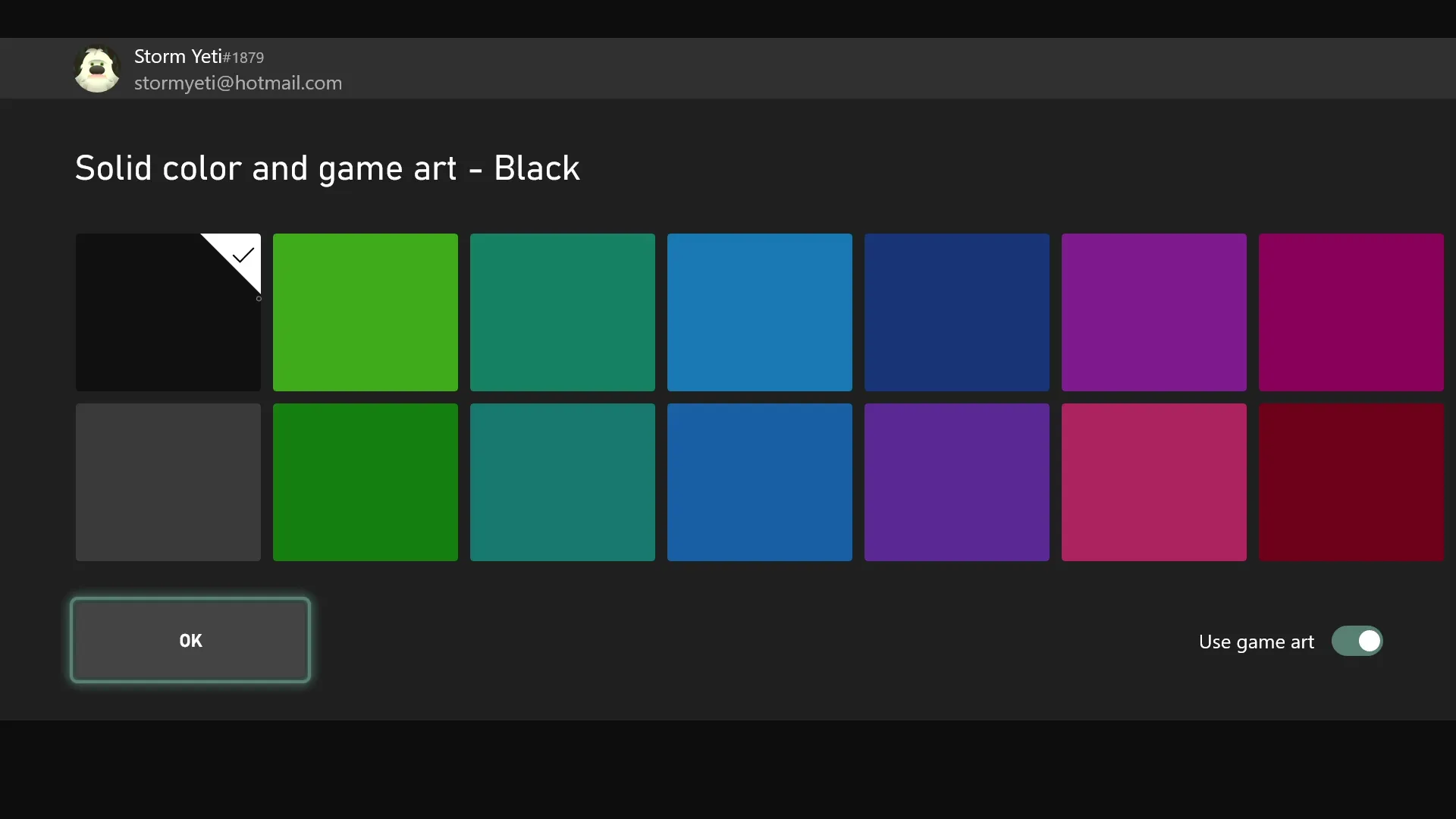 New Solid color and game art option on Xbox consoles