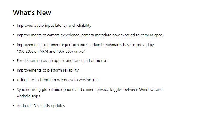 Windows 11 WSA gets February update changelog