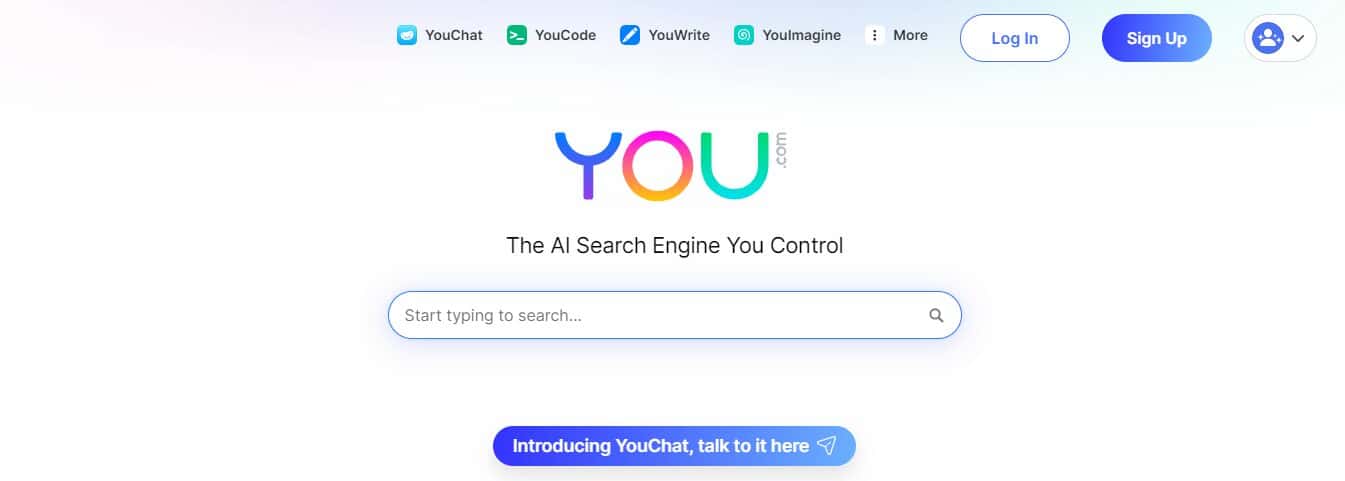 You.com search engine page