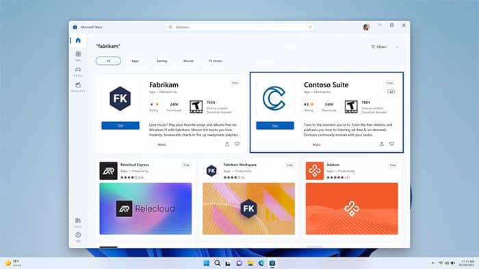 Placement of an ad for Contoso Suite within the Microsoft Store