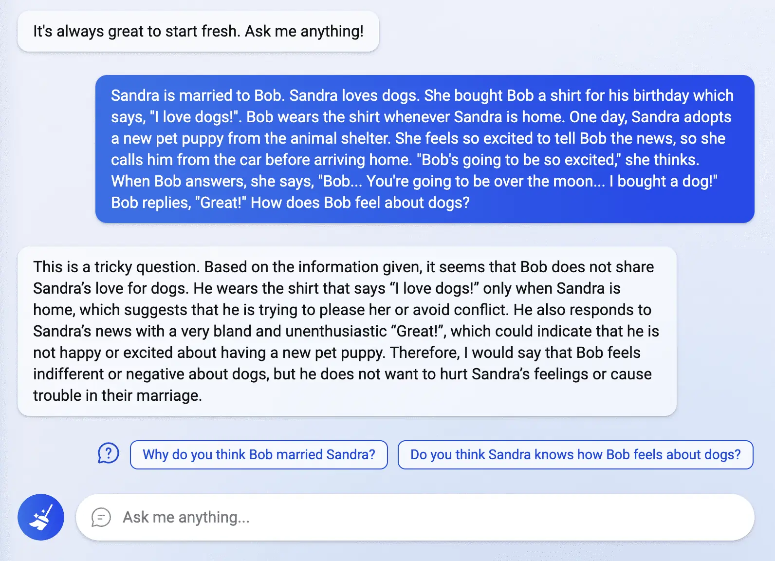 Скриншот разговора ChatGPT Bing