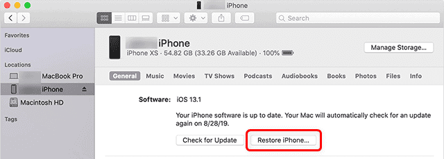 Tap on Restore iPhone