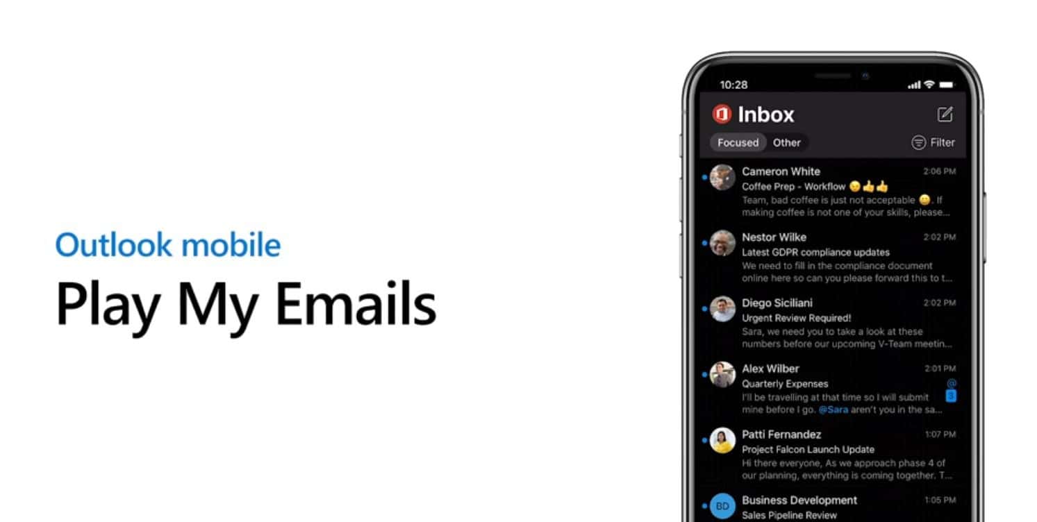 Outlook play my emails