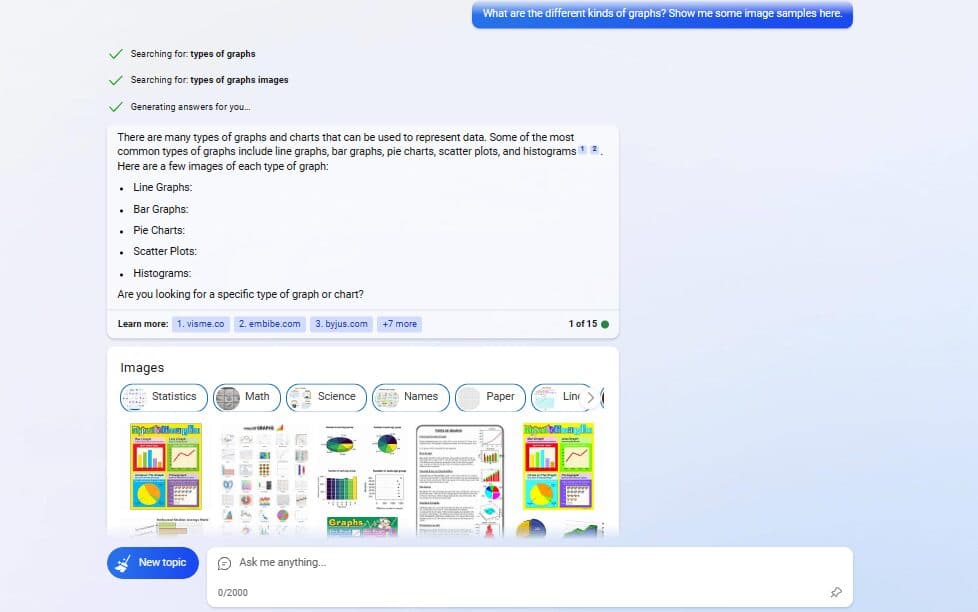 Bing Chat including images in its responses