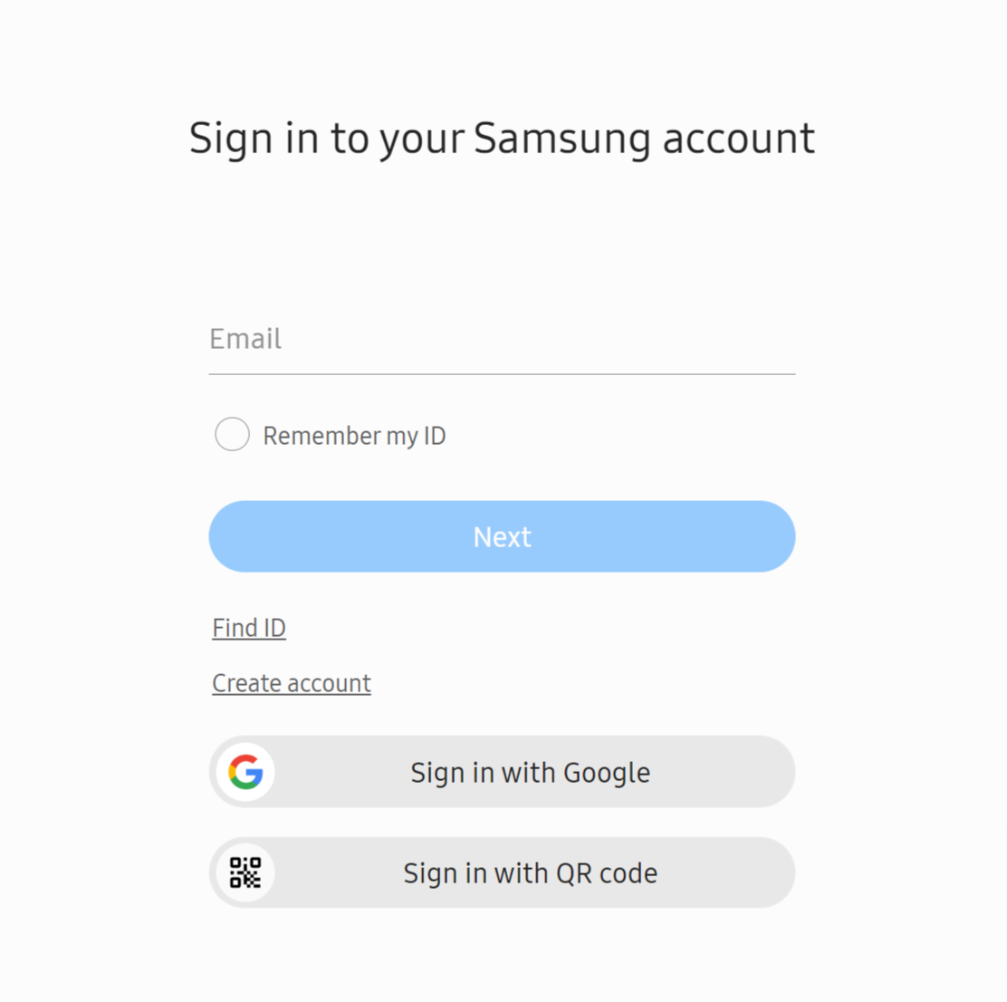 Sign in to your Samsung account