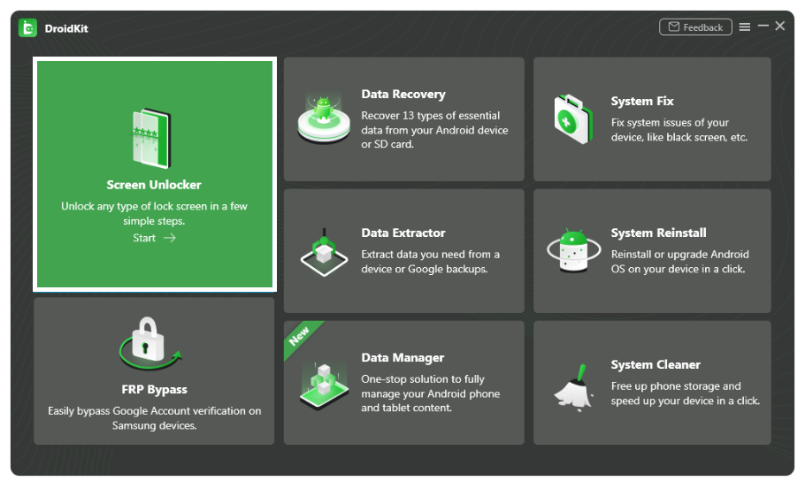 Napsauta Screen Unlocker -vaihtoehtoa