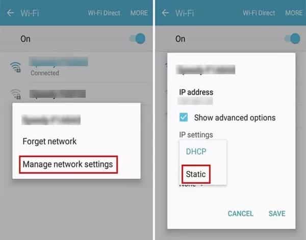 Aktifkan Toggle untuk IP Statis