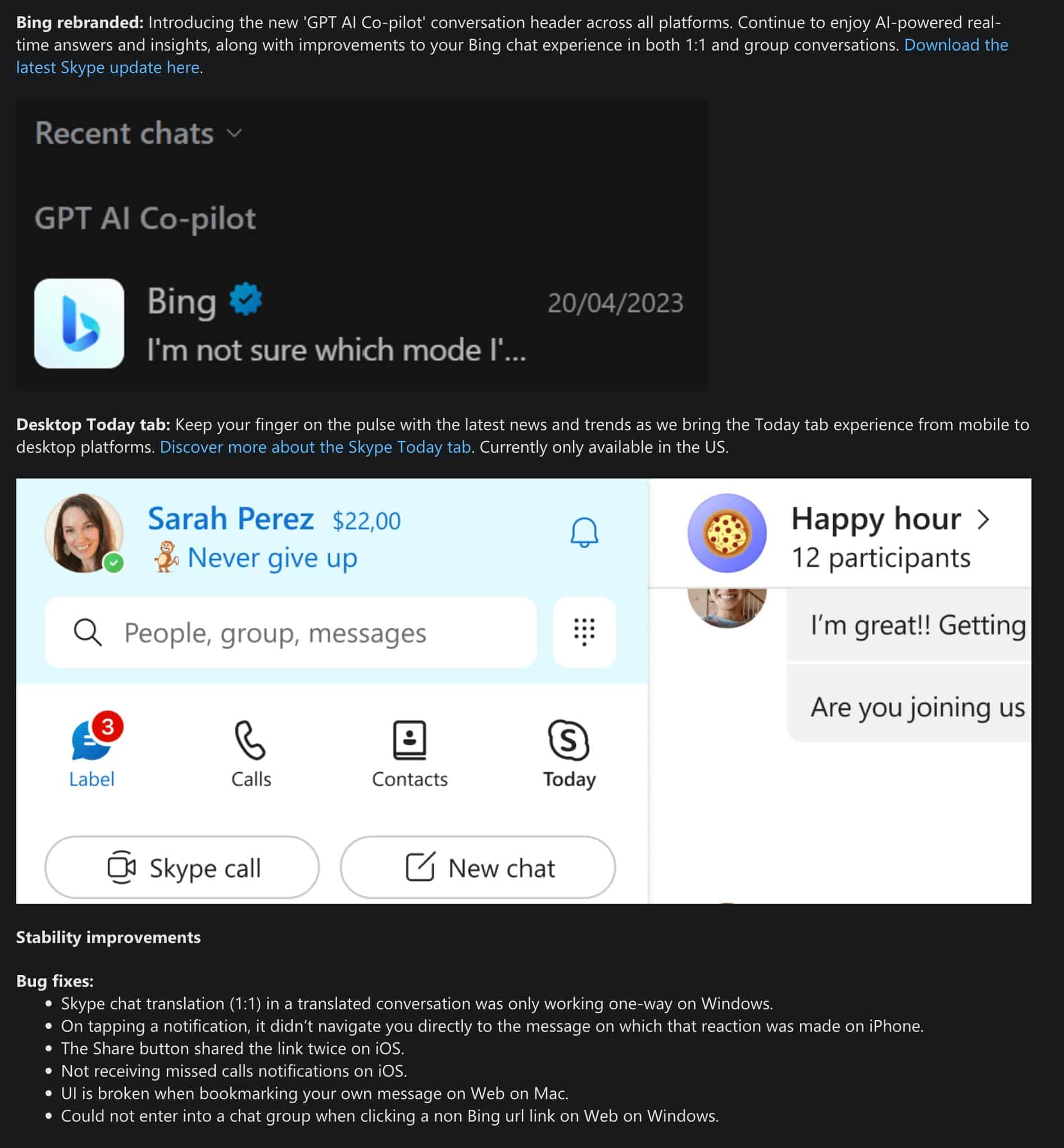 Skype 8.97.76.300 Changelog