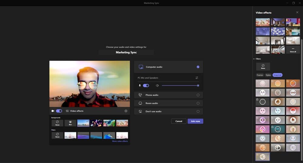 Lentes de Snapchat en Microsoft Teams