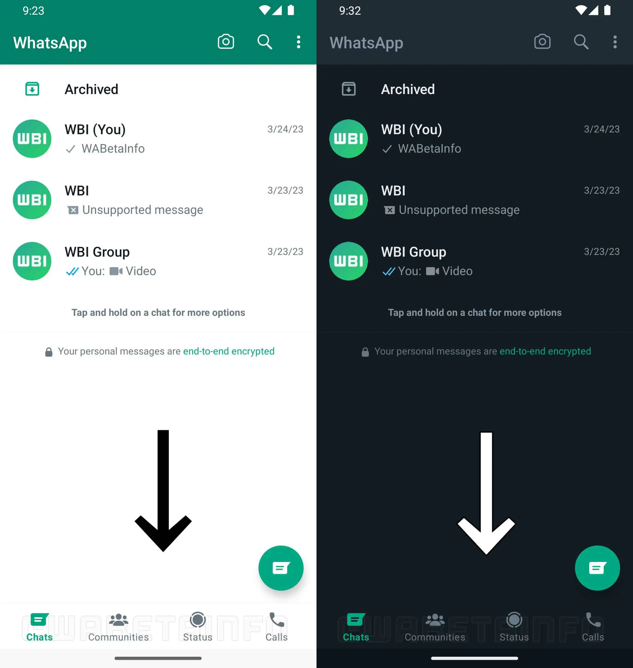 Мета работает над нижней панелью навигации для WhatsApp на Android