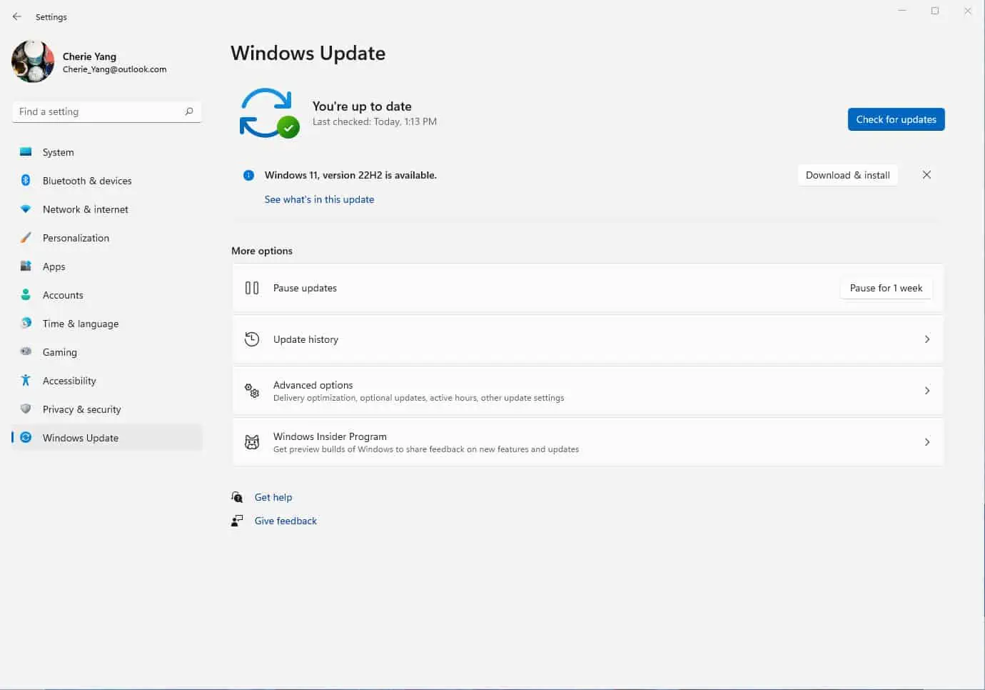 Windows Update page