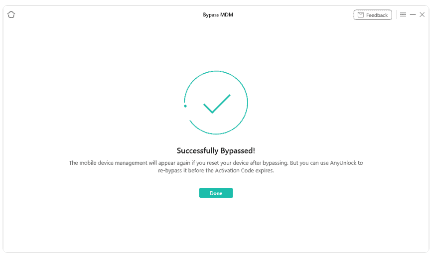 Bypassed MDM successfully.