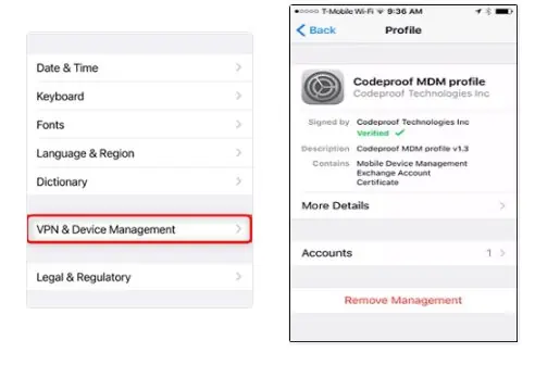 Removing remote management from Settings