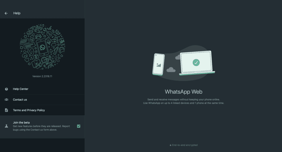 WhatsApp beta for the web