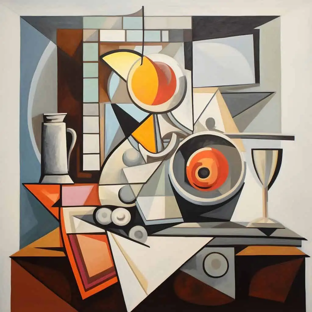 A Cubist Painting with Geometric Shapes