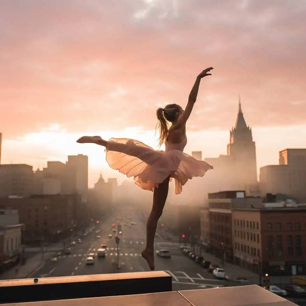 Ballet Dancer on Top of Building