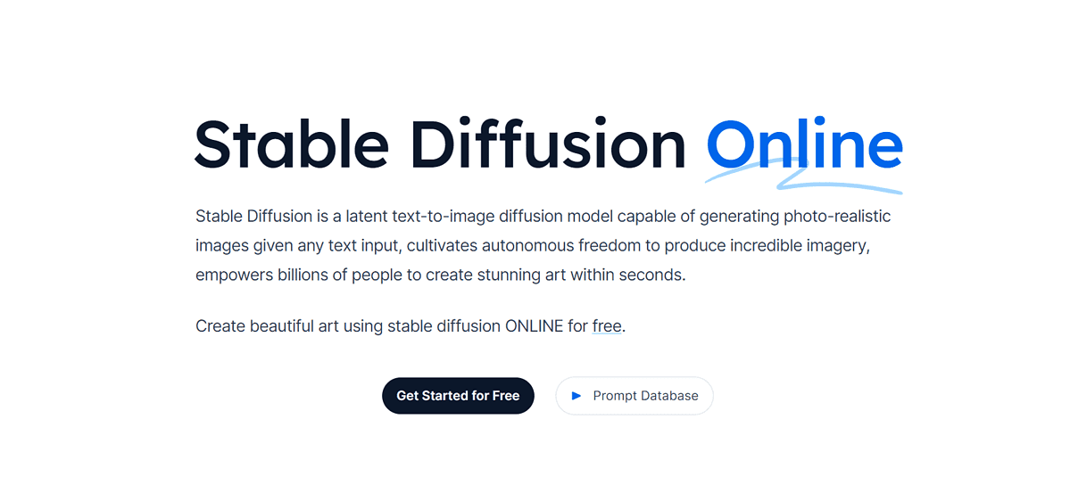 Homepage of Stable Diffusion Online
