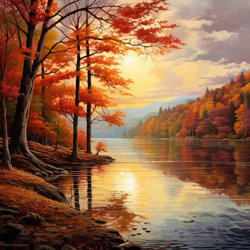 Serene Autumn Landscape Hudson River School Style Best Midjourney Prompts
