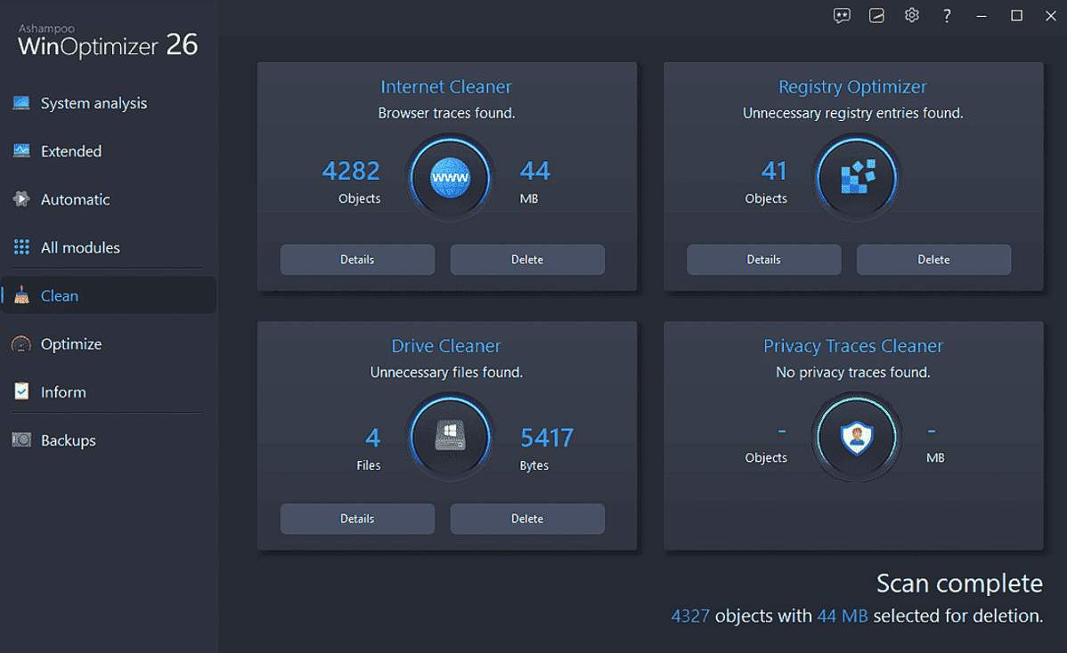 Ashampoo WinOptimizer 26 interface