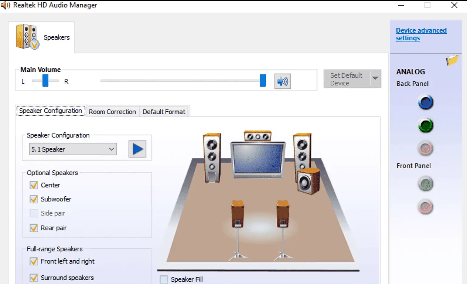 realtek audio driver configuración 5.1 windows 10