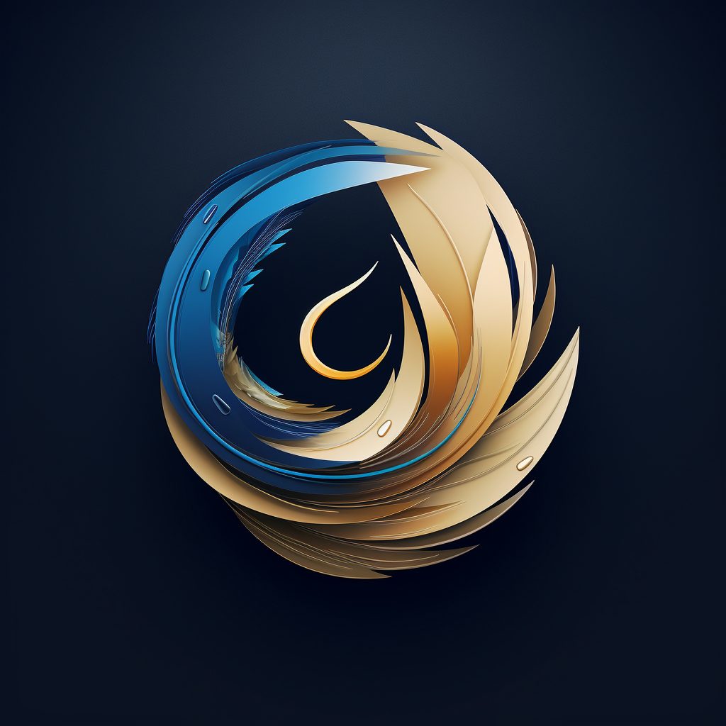 Blue_Circle_Logo_with_A_Golden_Feather Midjourney Logo Prompts