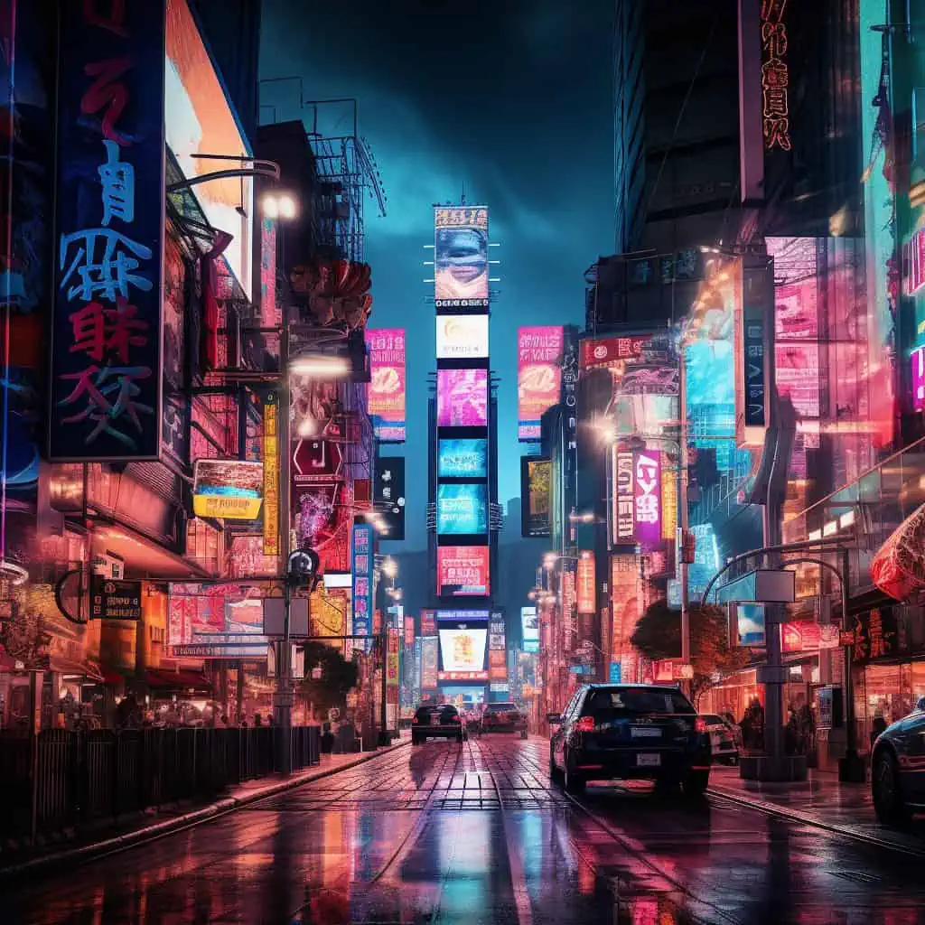 Busy City Street Futuristic Best Prompts for AI Art