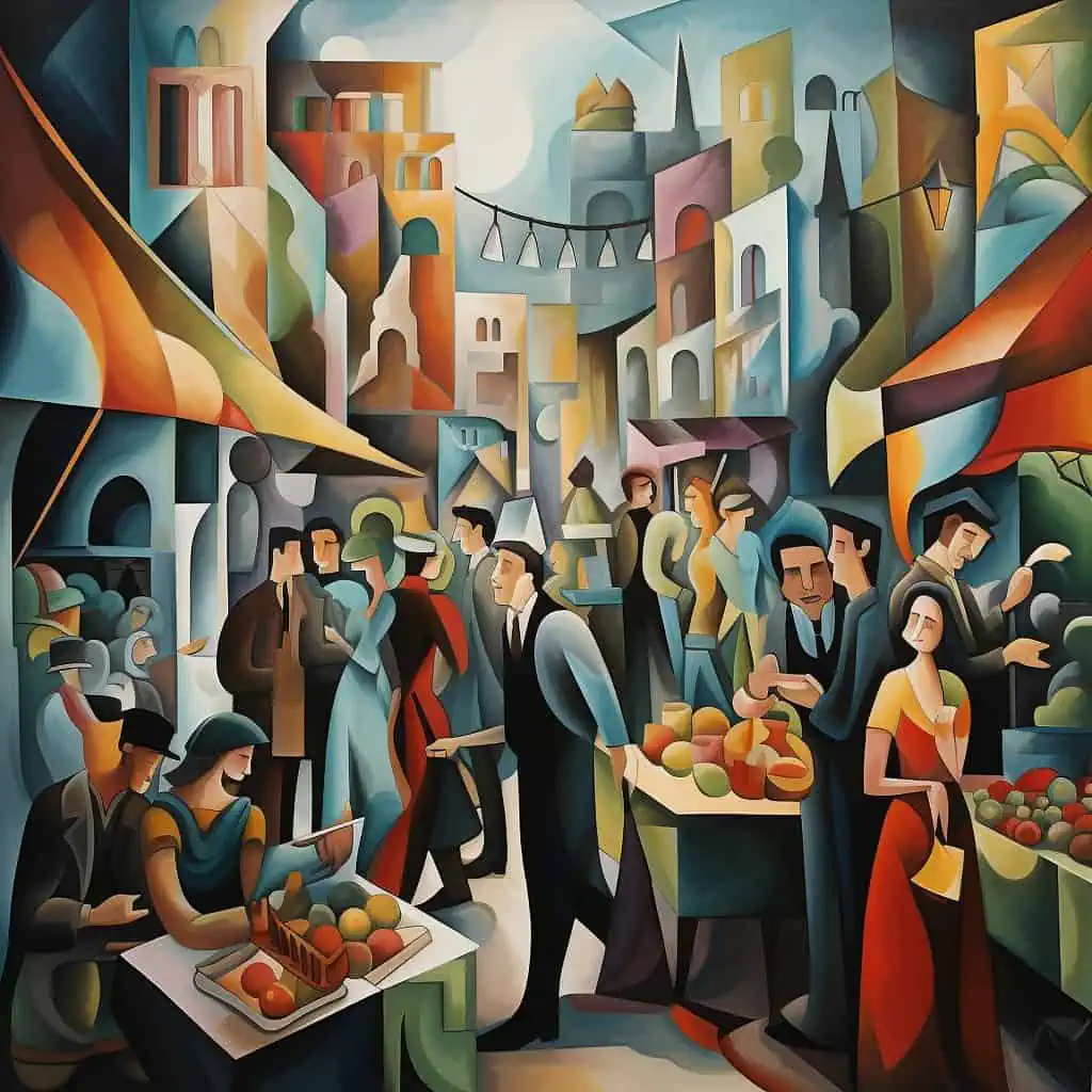 Cubist Painting City Market Best Stable Diffusion Prompts
