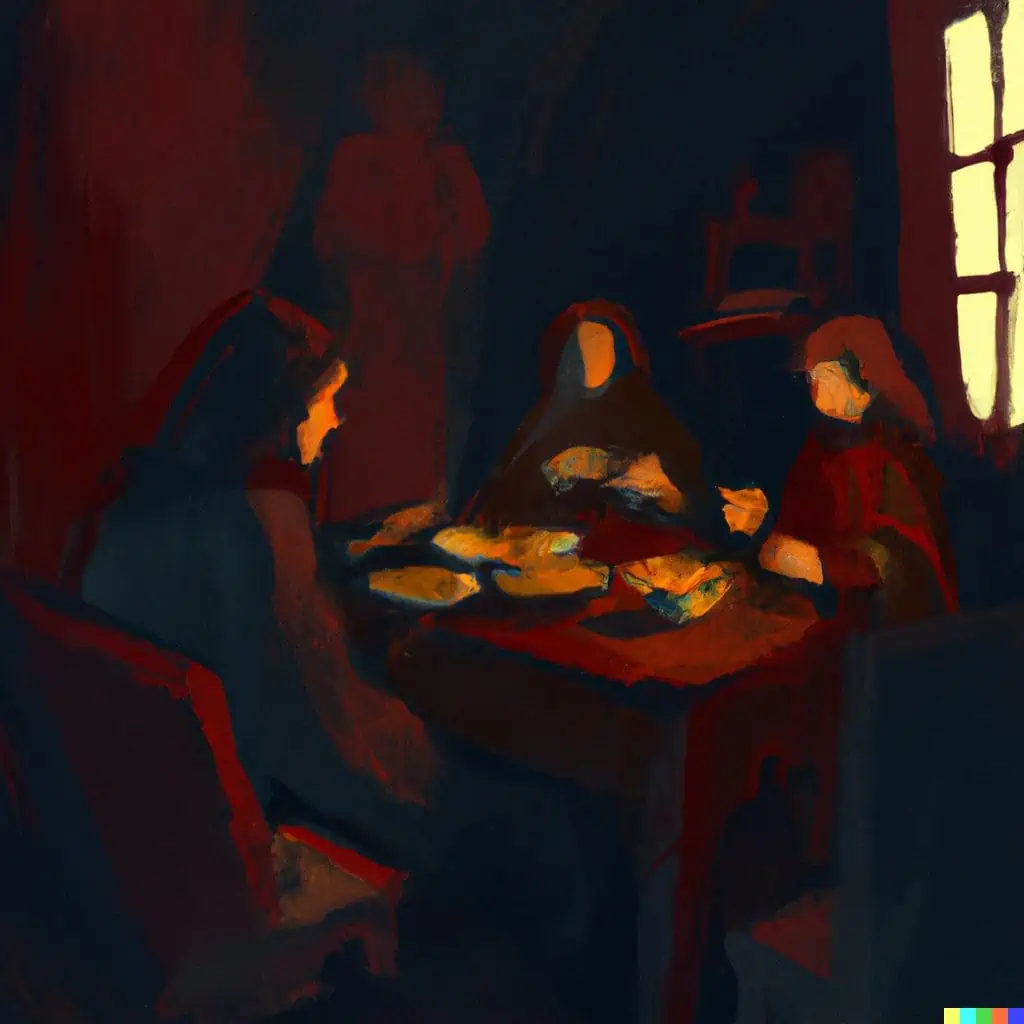 Eerie Painting of Lightly Dim Feast Best DALL-E 2 Prompts