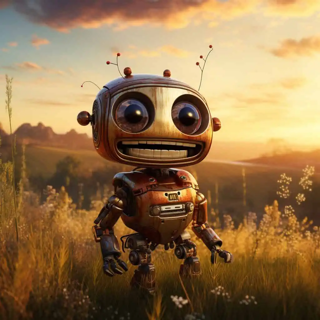 Laughing Robot in the Sunset Best Prompts for AI Art