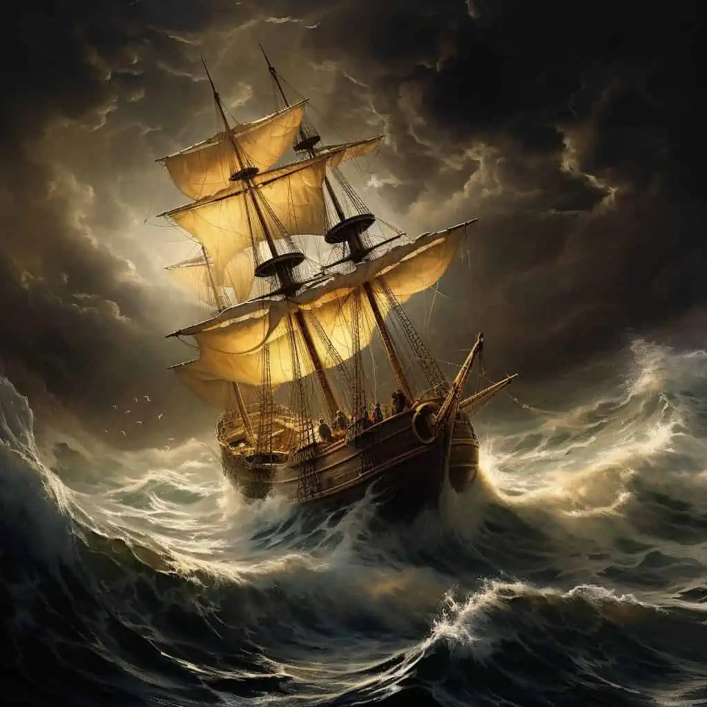 Romantic Paintinc of Ship Sailing Best Stable Diffusion Prompts