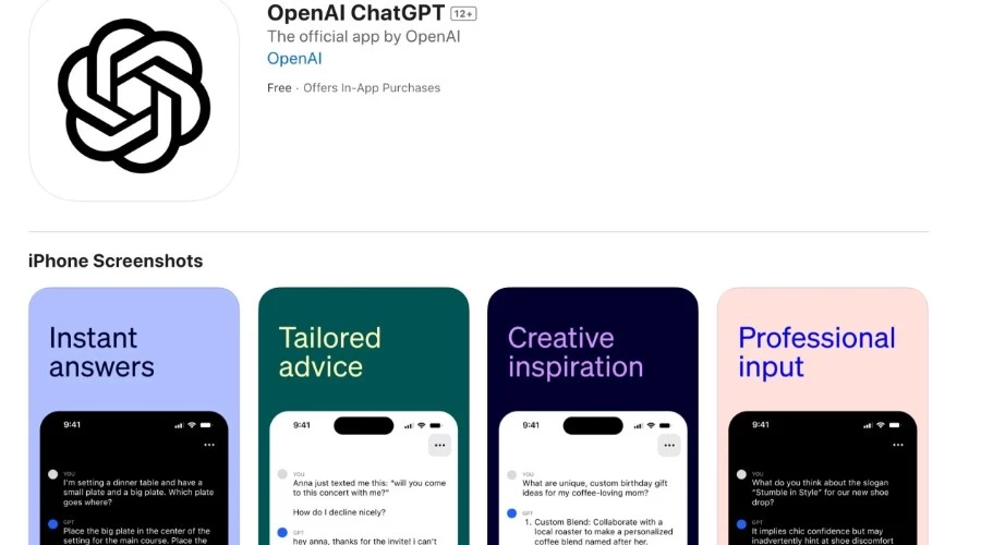 Aplikacja ChatGPT na iOS