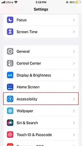 accessibility setting on iPhone
