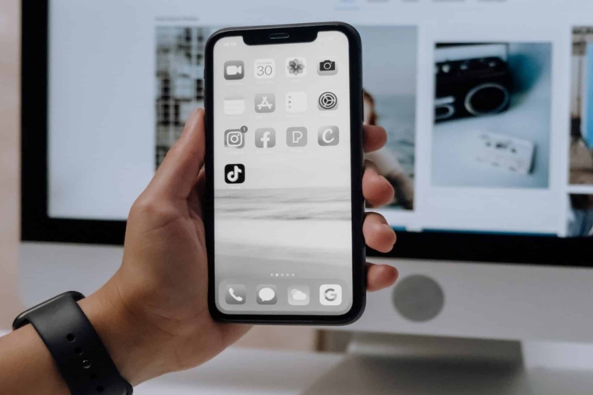 iphone képernyő fekete-fehér