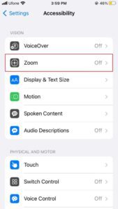 zoom in accessibility settings