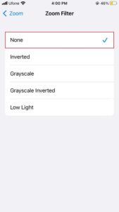 Zoom filter on iphone