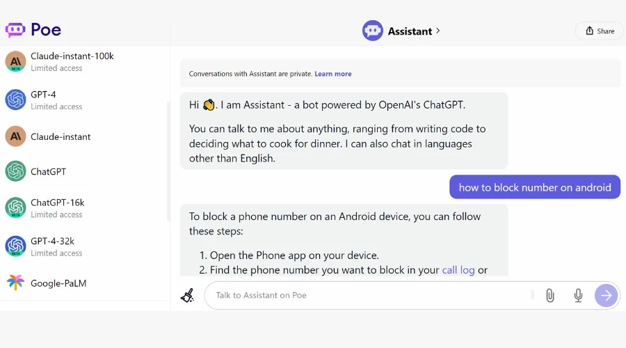 Poe, el mejor agregador de aplicaciones de chatbot de IA