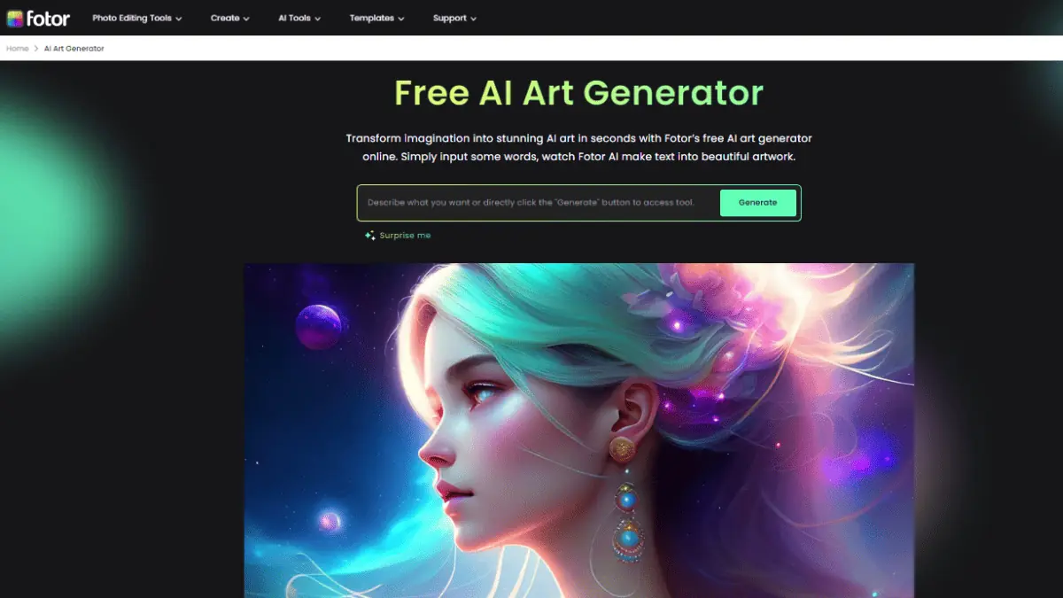 fotor brezplačen AI art generator