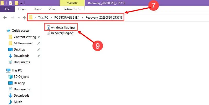 Access recovered file