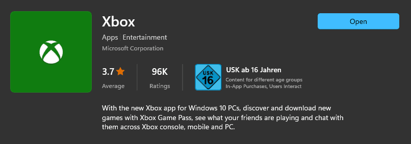 Xbox Microsoft Store ratings