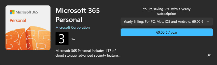 Microsoft 365 Personal Microsoft Store