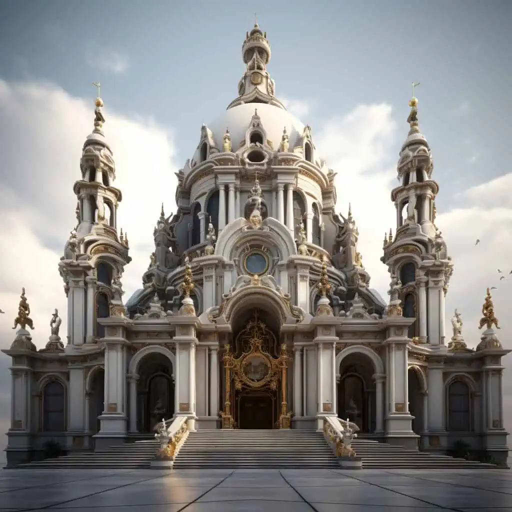 Create_a_design_for_a_Baroque_church Best Midjourney Arhitecture Prompts