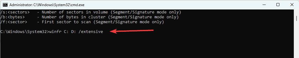 winfr C: D: /extensive