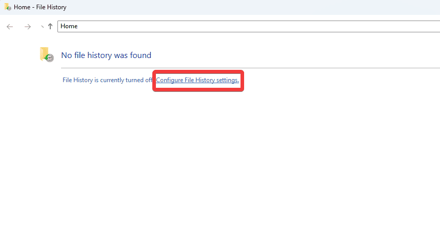 Configure file history settings option windows 11